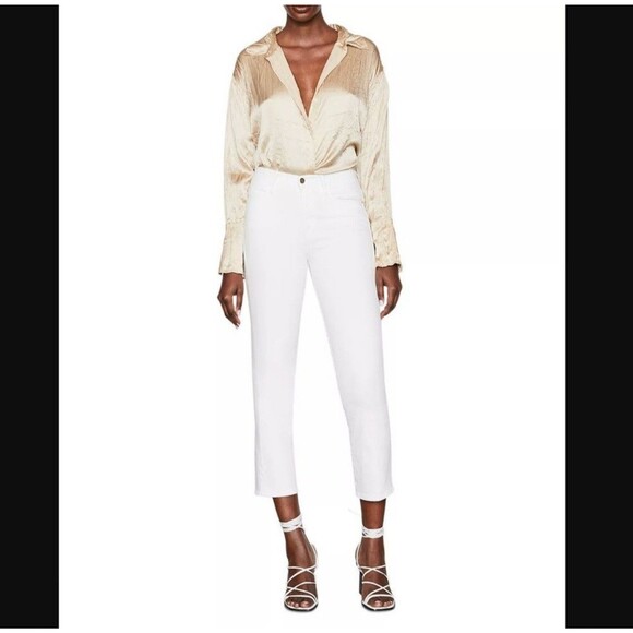 FRAME Le Sylvie Crop Jeans Side Slit White Denim Size 28 Modern Basics - Picture 2 of 9